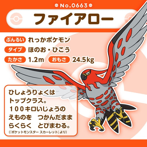 Pokemon Center Plush Pokemon fit Talonflame No.663 Japan NEW