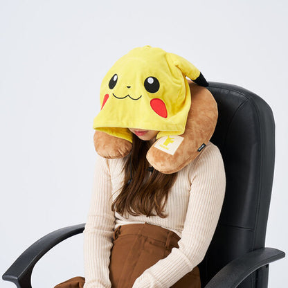 Pokemon Center Neck pillow with hood Pikachu Japan NEW