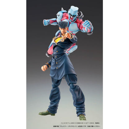 JoJo's Bizarre Adventure Super Action Statue Figure 4ª parte Higashikata Josuke & Crazy・Diamond S.A.S Japão NOVO
