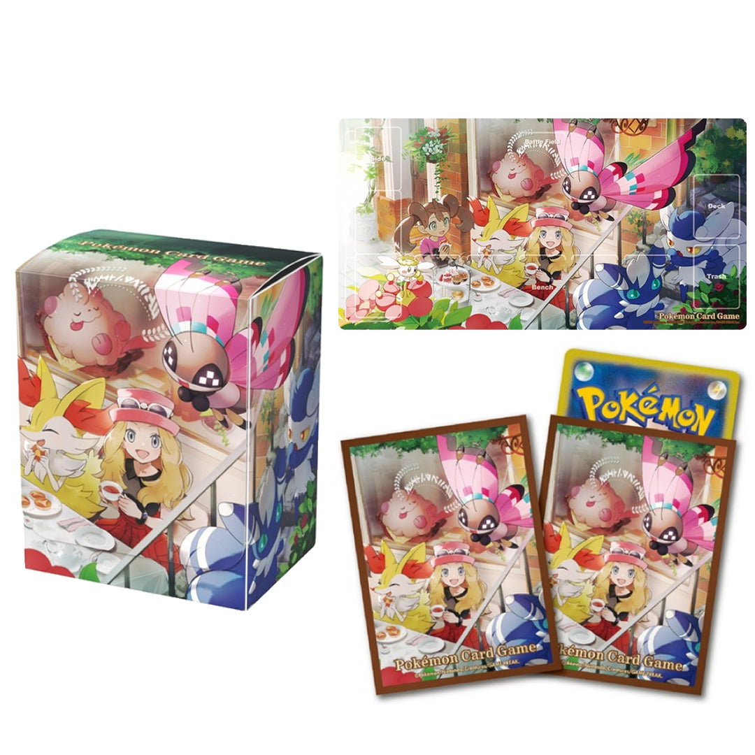Escudo de baralho de jogo de cartas Pokémon e estojo de baralho e tapete de borracha Serena Japão